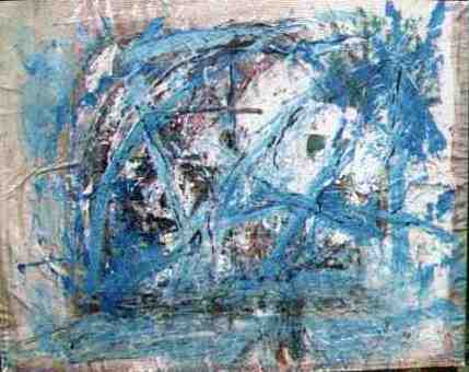 Hermann Uhlmann: Gefangen- Nessel,Acryl , 96x120-1997