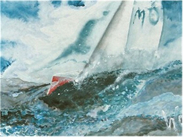 Willi Gottschalk: Yachtracing,Acrylix,1999,61x86 cm