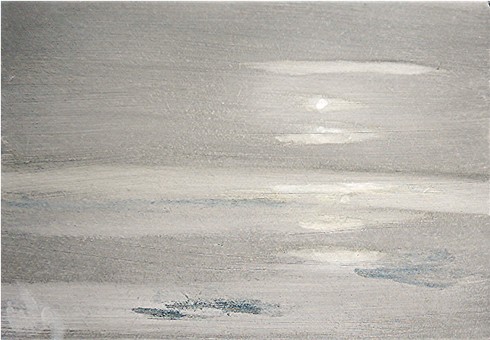 Willi Gottschalk: Zwischen Nordstrand und St. Peter_Ording, Acryl,2004, 18,5x25,5 cm