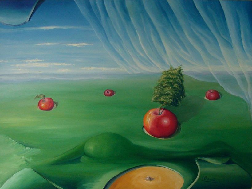 a myschliwzyk: "Der Apfelbaum"  - 2003,  Öl auf Leinwand, 80x60cm