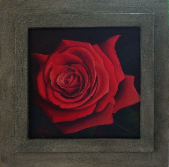 a myschliwzyk: "Rose in rot" - 2005, Öl auf Leinwand, 40x40, 50x50 incl. Rahmen