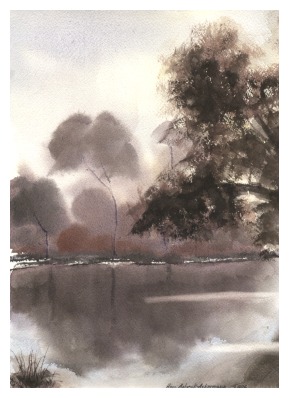 a Aabeck-Ackermann: landscape watercolour painting by Hans Aabeck-Ackermann