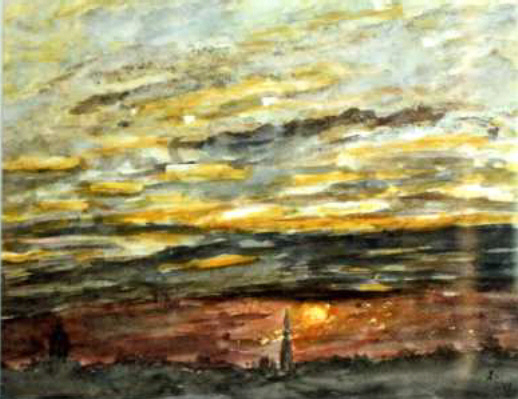 Karin Lutter: Abendrot, Aquarell