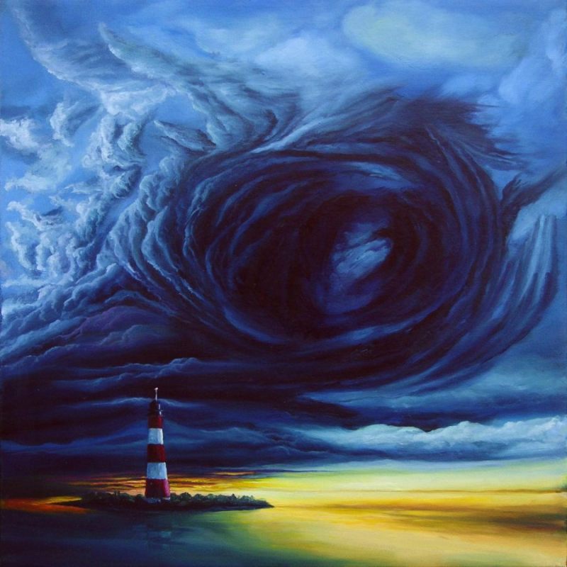 a myschliwzyk: Tsunami - Frhwarnsystem in Indonesien 2007 - l auf Leinwand, 60x60cm