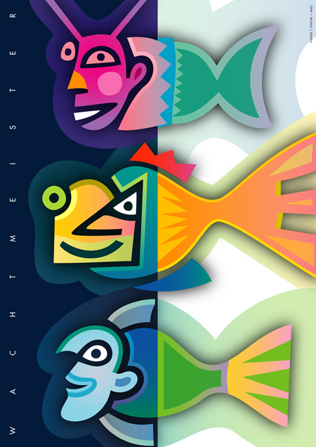 a Wachtmeister: Fische (2007)Fine Art Graphic Digital | Limitierter Kunstfarbdruck (50 Stk.) | Dimension: 59 x 84 cm | © Bernd Wachtmeister, 2007