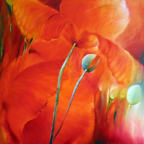 Annette Schmucker: Roter Mohn IVl auf Leinwand