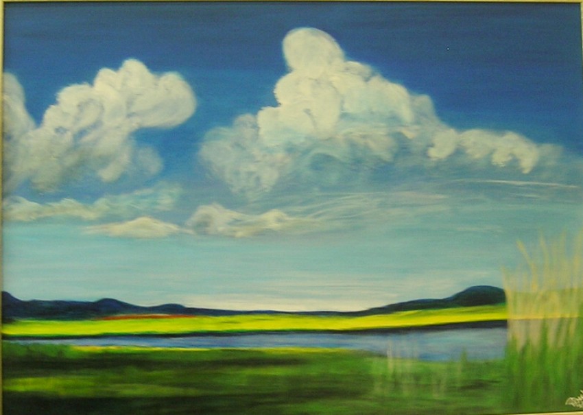 Gerda Pinck: 33 - RAPSBLTE  AN  DER  TRAVEAcryl auf Leinwand - 50x70 cm - gerahmt