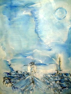 Volker Mersch: Mondwanderung, Pastell auf Papier, 30x 40 cm