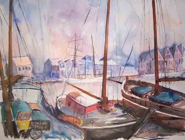 Udo Steinigeweg: Museumshafen LeerAquarell 65 x 45