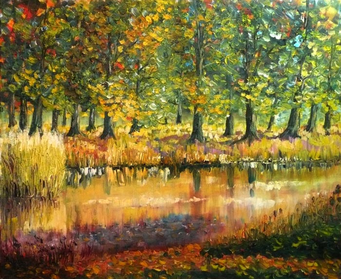 a Seidel: Herbstwald, Branitzer Park , Cottbus 2007 , l auf Keilrahmen, 60cm x 50cm 