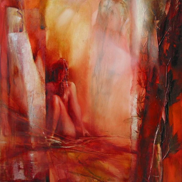 Annette Schmucker: Karla IIIMischtechnik: l, Acryl und Bltter auf Leinwand