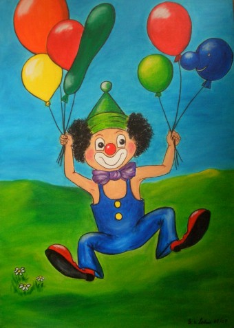 Ulrike Salls-Sohns: Clown 1Acryl  auf Leinwand mit Keilrahmen, 50 x 70 cm