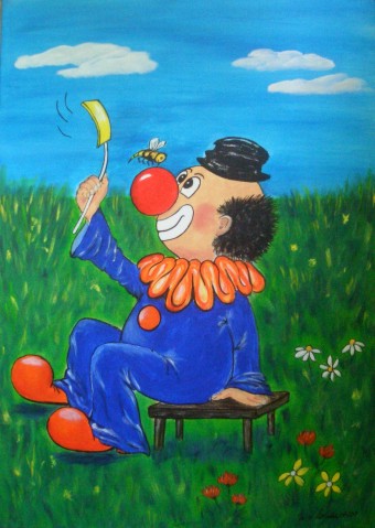 Ulrike Salls-Sohns: Clown 2Acryl  auf Leinwand mit Keilrahmen, 50 x 70 cm
