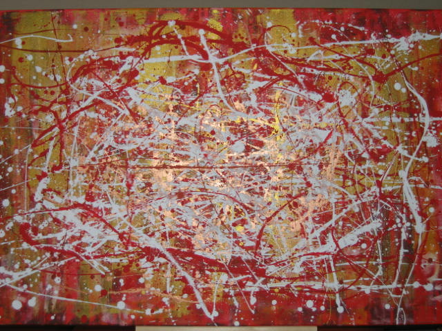 Robert-M. Schreiber: Number 04/ 10.2009 (Wie-Rot auf Gold)Acryl auf Leinwand