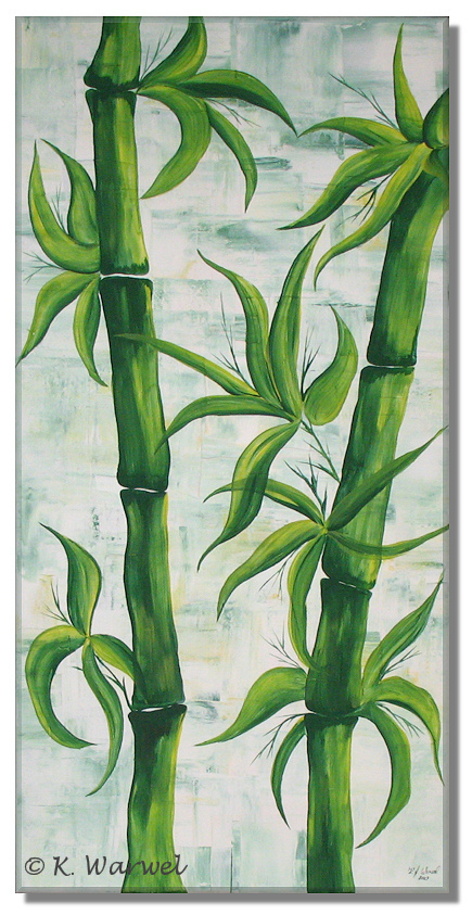 Klaudia Warwel: Bambus Acrylgemlde 100x50cm gespachtelt - Original