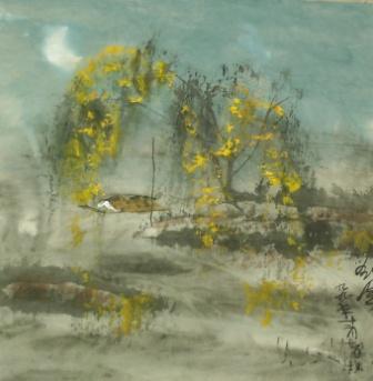 Silvia Van_Hattum-Tauber: Yellow riverWatercolor on Chines rice paper