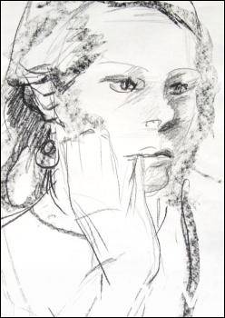 Vera Ross: Portrait von BenteBleistiftskizze  28 x 20 cm