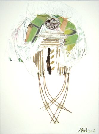 Martina Karl: Frosch, 40 x 30 cmAcryl, Naturmaterialien auf Leinwand