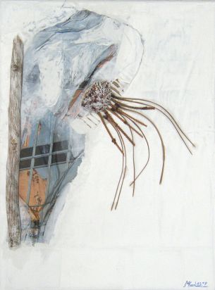 Martina Karl: Krake, 40 x 30 cmAcryl, Naturmaterialien auf Leinwand