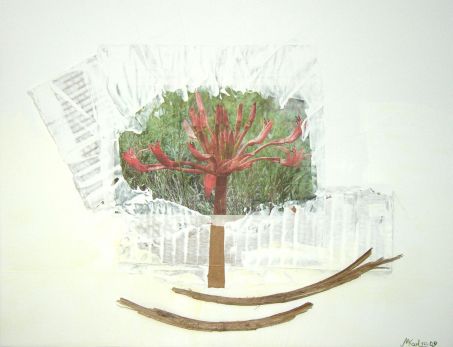 Martina Karl: Baum, 40 x 50 cmAcryl, Naturmaterialien auf Leinwand