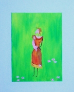 beate prahl: Frau mit Nachwuchs 3Acryl auf Leinwand, 24 X 30