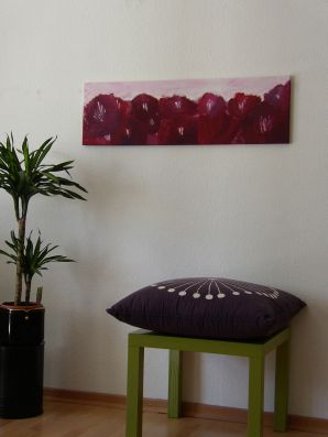 Martina Karl: Blumenmotiv, Acyl auf Leinwand, 30 x 100 cmfr Detail bitte auf Bild klicken