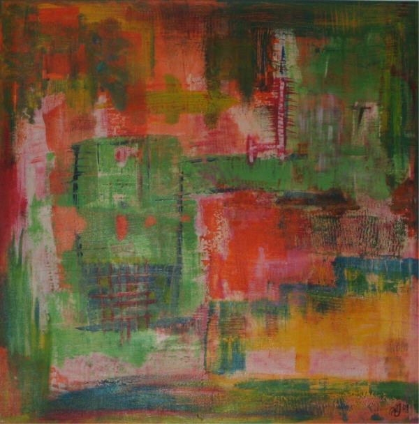 Petra Barna: kunterbunt<br>Acryl auf Leinwand 80 x 80 cm