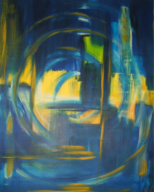 Petra Barna: blau<br>Acryl auf Leinwand 80 x 100 cm