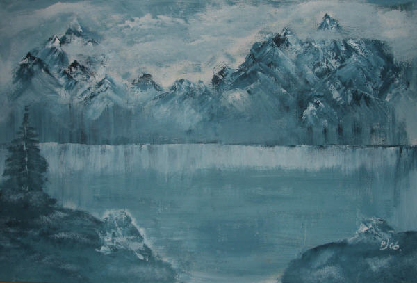 Petra Barna: blaue Berge<br>Acryl auf Leinwand 80 x 120 cm