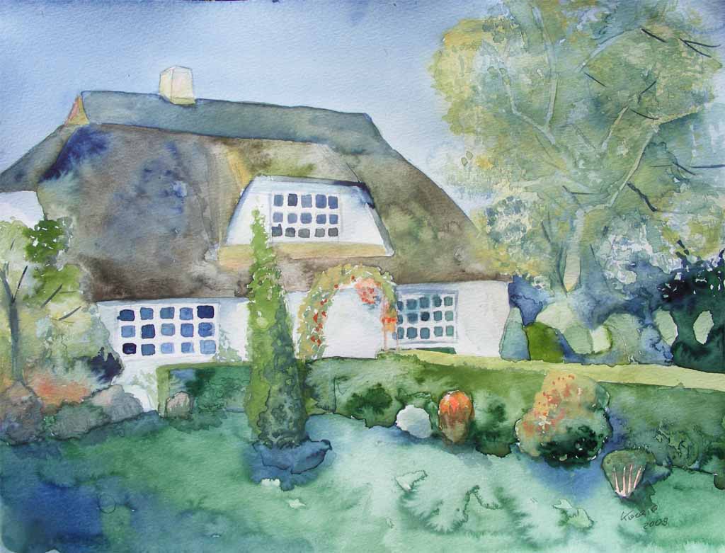 Frank Koebsch: Bauerngarten In Middelhagen<br>Aquarell auf Papier, 41 x 32 cm