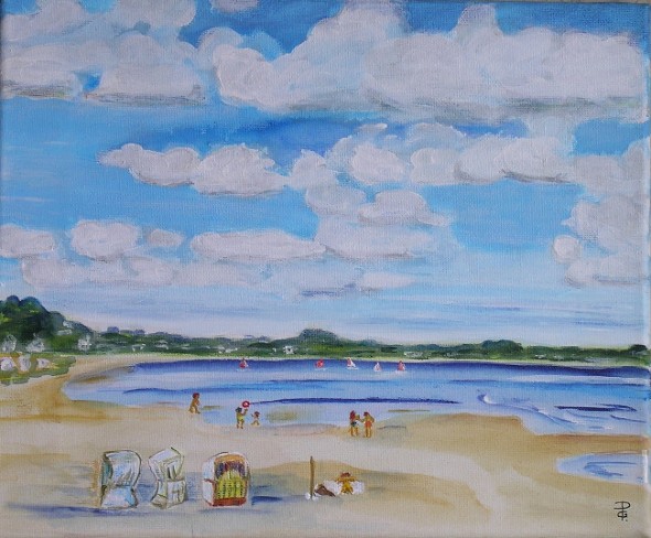 Gerda Pinck: K07 - Timmendorfer Strand, Acryl auf Leinwand, Groesse 25x30 cm