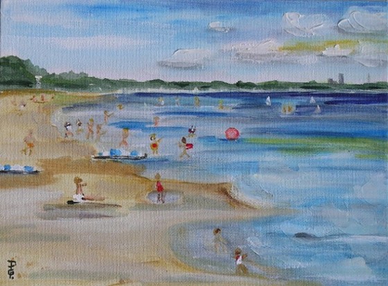 Gerda Pinck: K08b - Timmendorfer Strand   IIAcryl auf Leinwand - Groesse 18x24 cm 