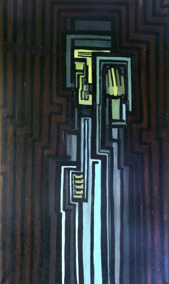 Georg Tribowski: Hieratische Figurum 1970, l auf Leinwand, 120x73cm; Unbezeichnet
