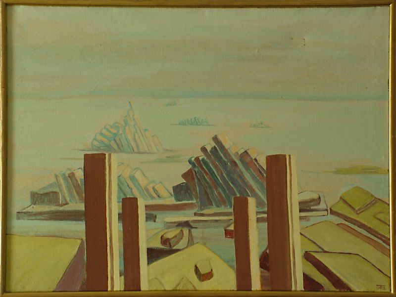 Georg Tribowski: ?Eis auf der Elbe? 24.01.1971, l auf Leinwand, 49x66cm; Bezeichnet unten rechts: JTG 