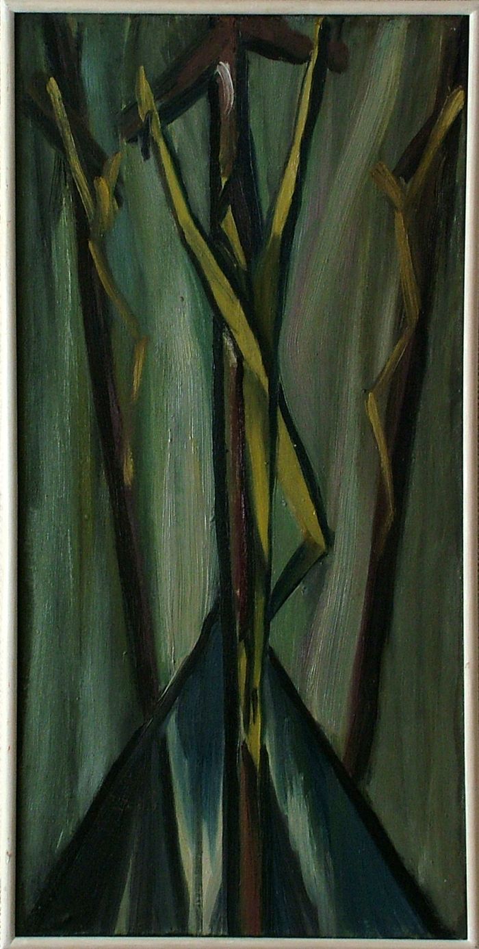 Georg Tribowski: Golgathavor 1964, l auf leinwand, 72,7x36,2cm; Unbezeichnet