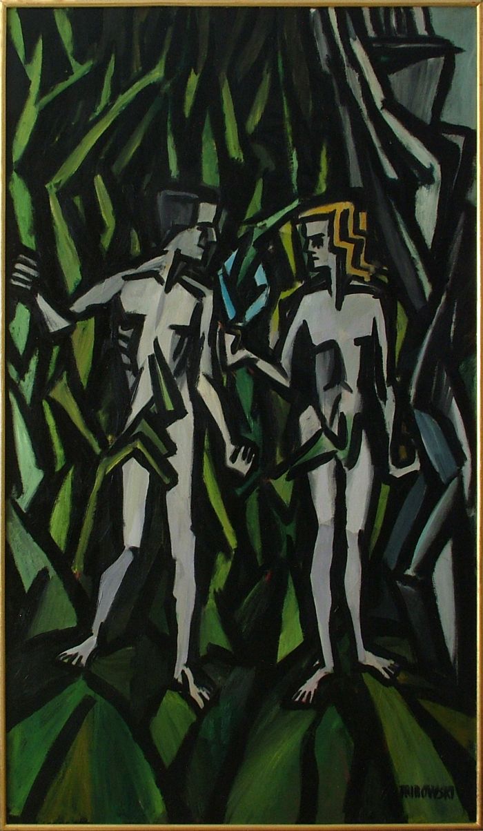 Georg Tribowski: Adam und Eva II (mit goldenem haar)um 1964, l auf leinwand, 120,2x69,4cm; Bezeichnet unten rechts: TRIBOWSKI