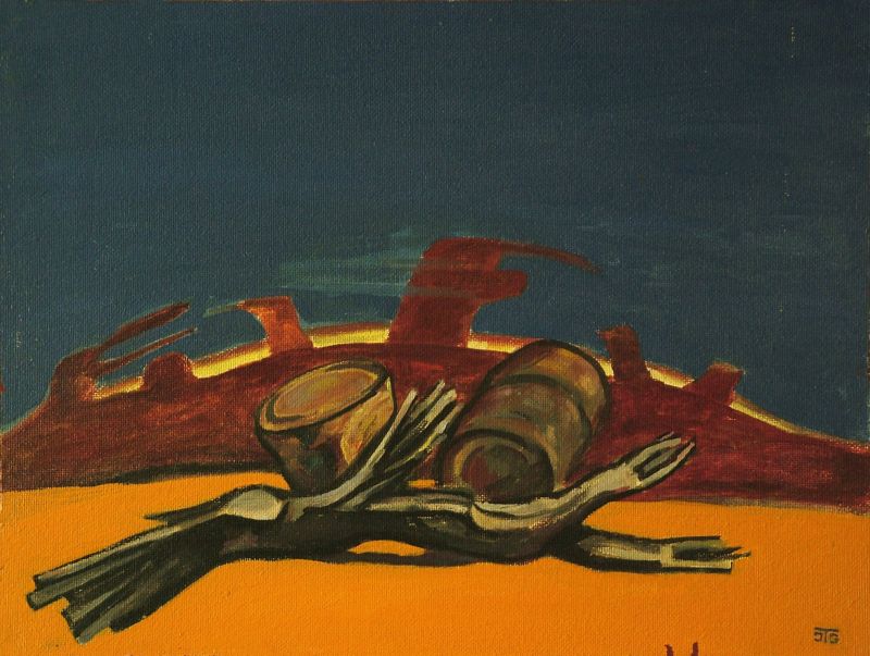 Georg Tribowski: Spanisches Strandgut Ium 1983, l auf Hartfaser, 43x56,6cm, Bezeichnet unten rechts: JTG