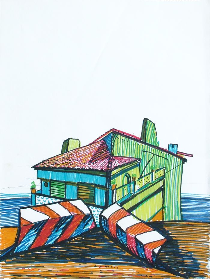Georg Tribowski: Haus am Meer1985 (Zeichnung)