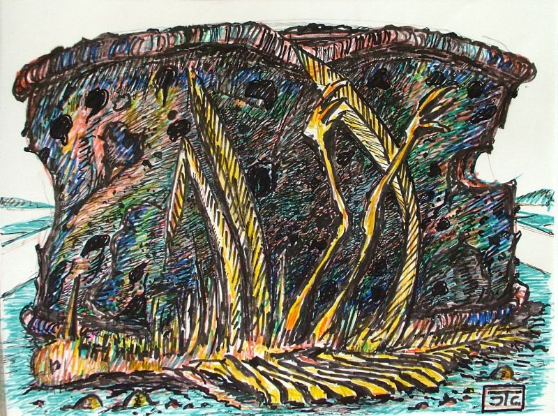 Georg Tribowski: Toter vogel1986 (Zeichnung)