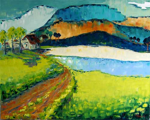 Claudia Hansen: Blue MountainLandschaft | l auf Leinwand | 100x80cm