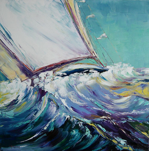 Claudia Hansen: Regatta IISeestck | l auf Leinwand | 60x60cm