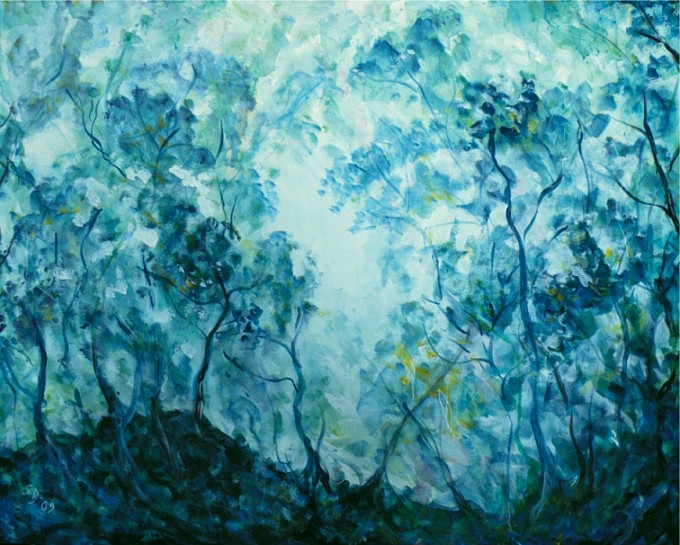 Susan Bonath: NebelwaldAcryl auf Leinwand, 80 x 100 x 2