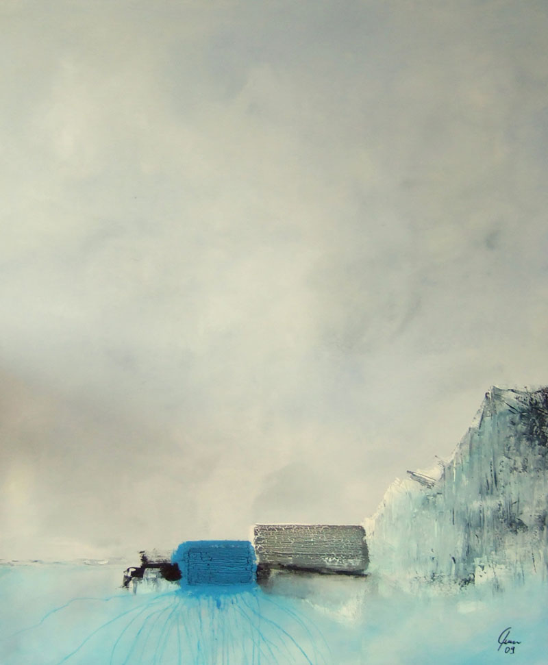 Markus Schon: Goodbye blue skyAcryl  auf Leinwand, 100 x 120 x 4,5 cm, Preis auf Anfrage