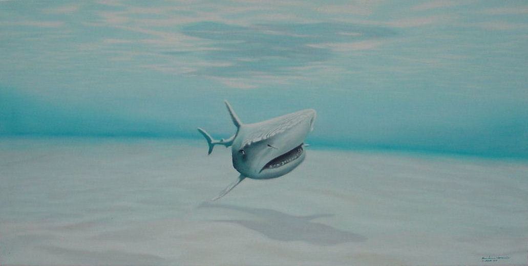Andreas Lacour: Der Hai...lgemlde auf Leinwand,mit Aufhngungen