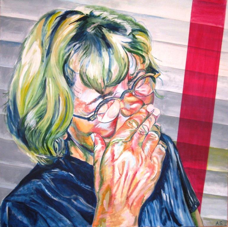 Angela Selders-Kanthak: Selbstporträt / Acryl auf Leinwand, 100 x 100 cm, 2008