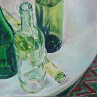 Angela Selders-Kanthak: Flaschen IIIAcryl auf Leinwand, 80 x 80 cm, 2010