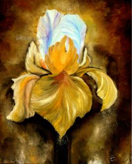 silvana czech: Golden Flower Lilien lgemlde in XXL von S.CzechBlumen Frora Gemlde