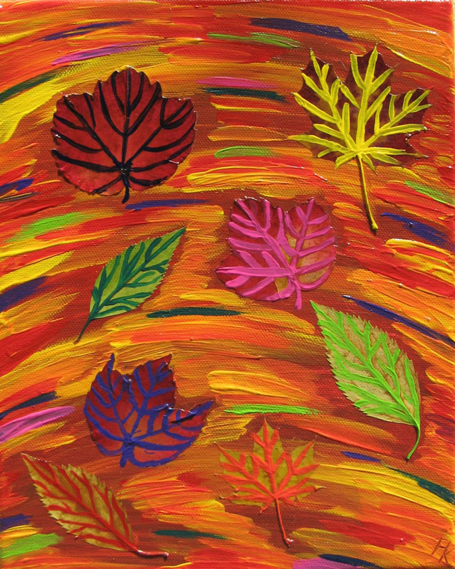 Karo Husslik: HerbststurmB20 x H30, Acryl und Naturmaterialien auf Leinwand