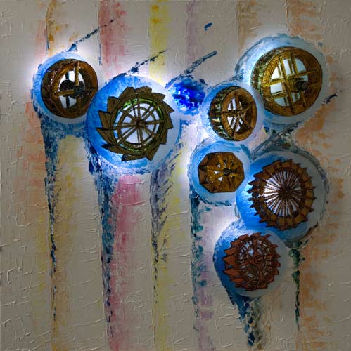 a Specht: Light-Art Wasser auf die MhlenAcryl auf Leinen 100 x 100 x 6.5 cm