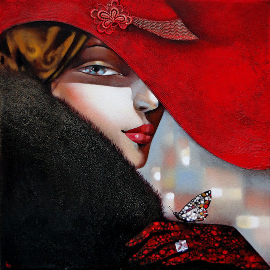 Ira Tsantekidou: Last Butterfly, 70x70Цl auf Leinwand